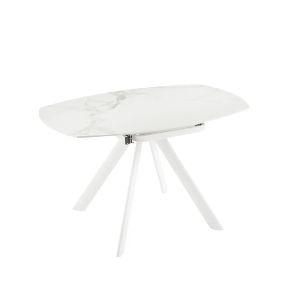 Mesa ROUND de piedra efecto mármol blanco con tapa giratoria D.135 cm