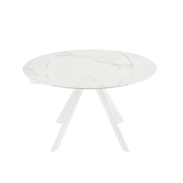 Mesa ROUND de piedra efecto mármol blanco con tapa giratoria D.135 cm