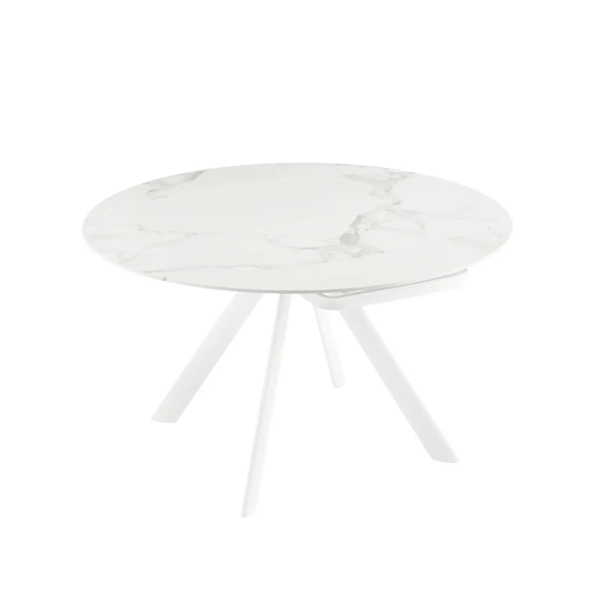 Mesa ROUND de piedra efecto mármol blanco con tapa giratoria D.135 cm