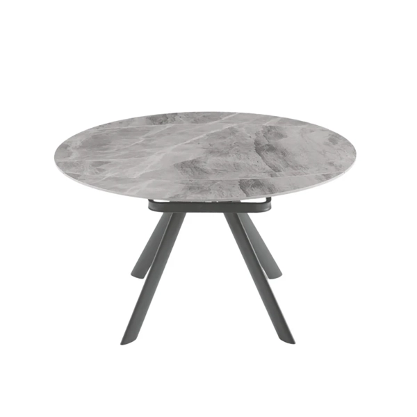 Mesa ROUND de piedra efecto mármol gris con tapa giratoria D.135 cm