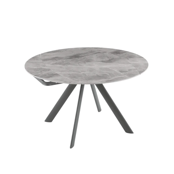 Mesa ROUND de piedra efecto mármol gris con tapa giratoria D.135 cm