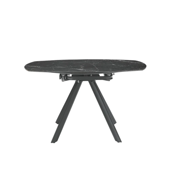 ROUND Mesa de piedra efecto mármol negro con tapa giratoria D.135 cm