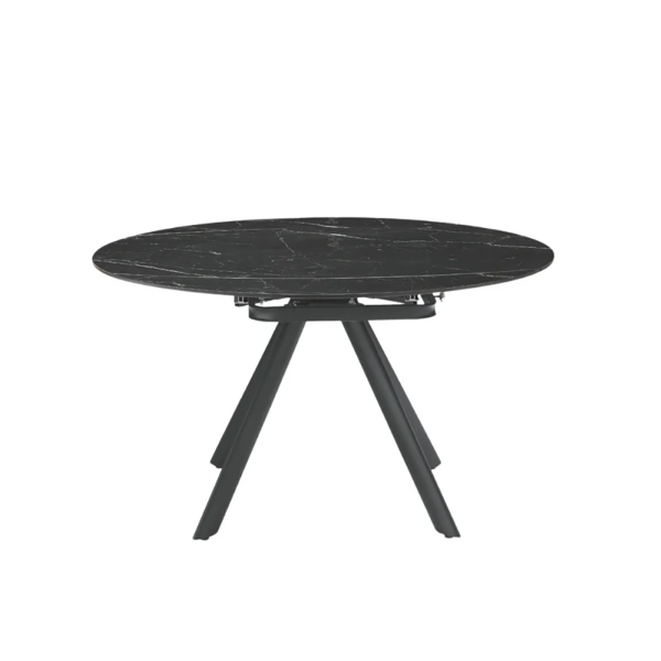 ROUND Mesa de piedra efecto mármol negro con tapa giratoria D.135 cm