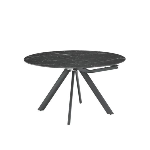 ROUND Mesa de piedra efecto mármol negro con tapa giratoria D.135 cm