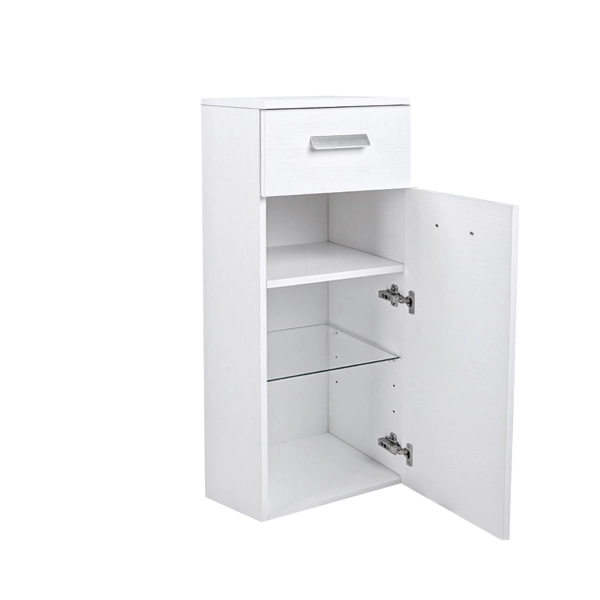 Meuble suspendu polyvalent 31x34 avec porte et tiroir en Frêne Blanc