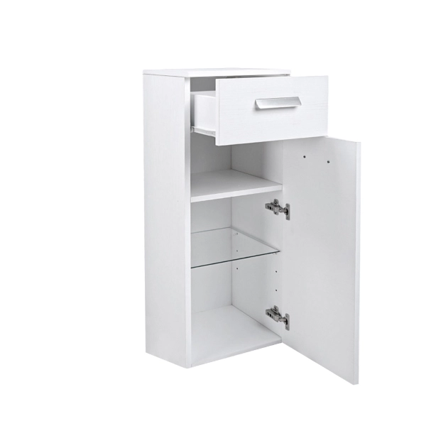 Meuble suspendu polyvalent 31x34 avec porte et tiroir en Frêne Blanc