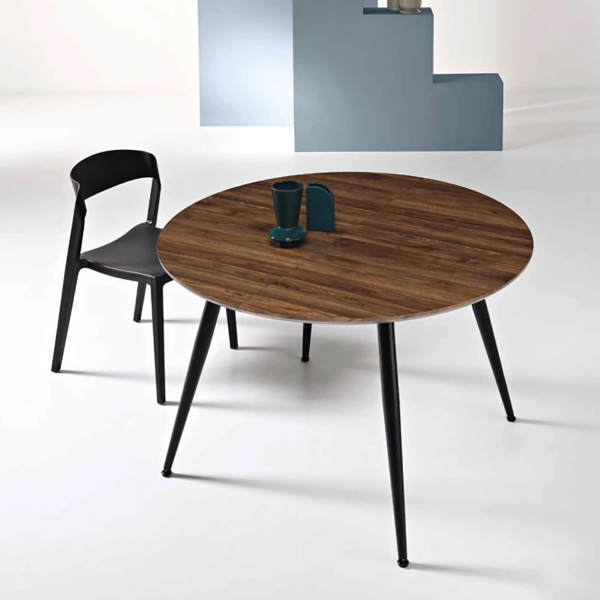 Mesa redonda HABLA con tapa de MDF Tek extensible hasta 160 cm