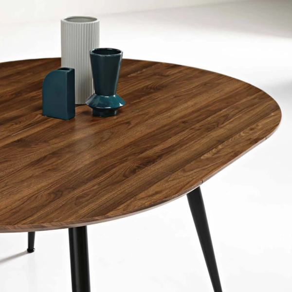 Mesa redonda HABLA con tapa de MDF Tek extensible hasta 160 cm