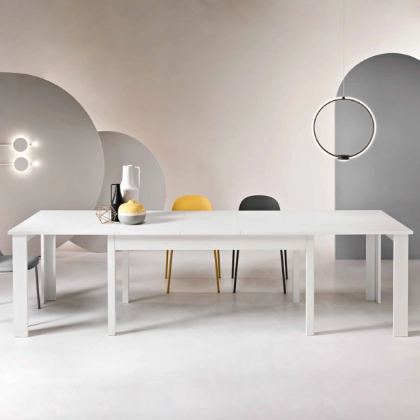 FABIO Mesa extensible 12 plazas de madera de Fresno Blanco hasta 320 cm