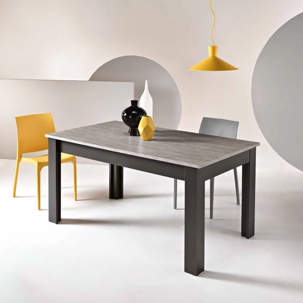 Mesa de madera extensible a 320 cm 12 plazas Cemento FABIO