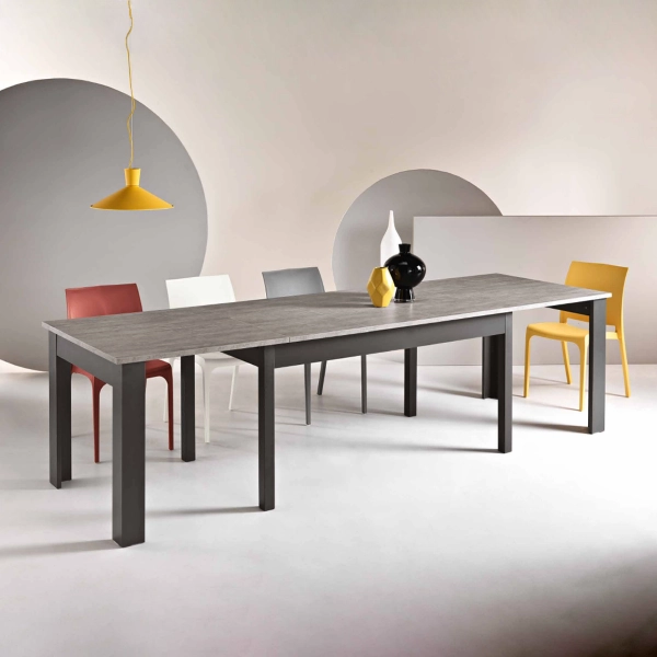 Mesa de madera extensible a 320 cm 12 plazas Cemento FABIO