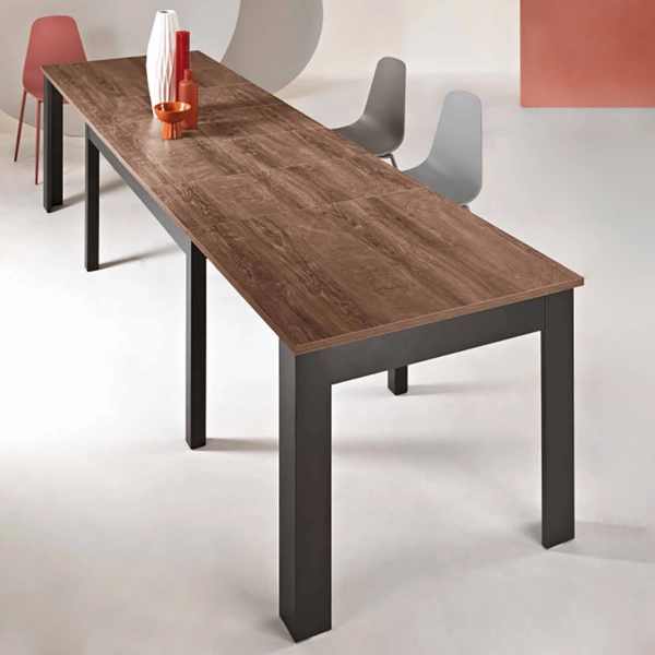 Mesa extensible de madera FABIO Tek 12 plazas hasta 320 cm