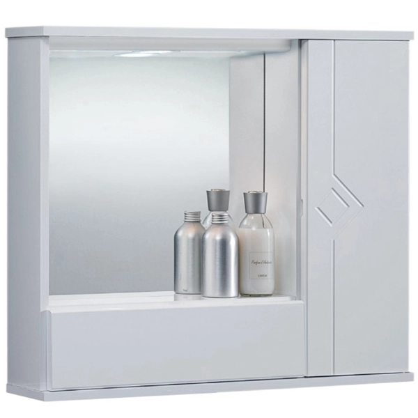 GIOVE 60 mueble de baño blanco brillo con 1 puerta y luz LED