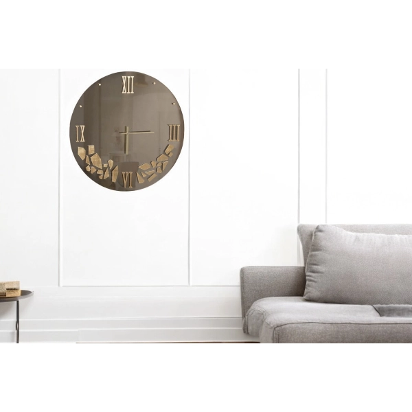 Horloge murale ronde en verre miroir - HILDI