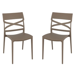 MIROK stapelbarer Stuhl aus Polypropylen für drinnen und draußen, Taubengrau, 2er-Set