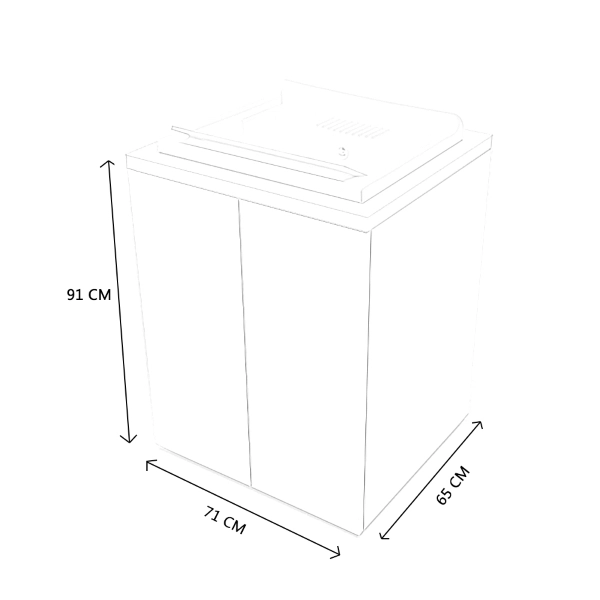 Meuble Lavoir en Bois à 2 Portes 71x65h cm avec Vasque en Résine – Blanc/Pierre