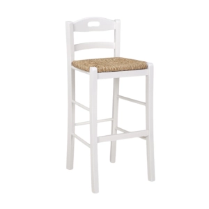 SNACK Hockersitz aus weiß lackiertem H67-Stroh