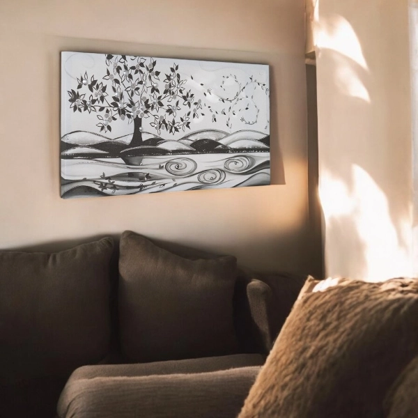 Peinture sur toile 50x100 cm Thème Arbre de Vie avec détails en relief