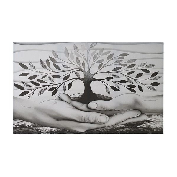 Tableau moderne sur toile 80x160 cm Arbre de Vie avec détails argentés