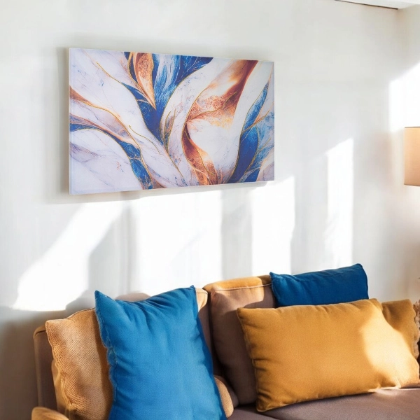 Cuadro moderno 80x160 cm sobre lienzo con marco de madera con diseño abstracto de mármol