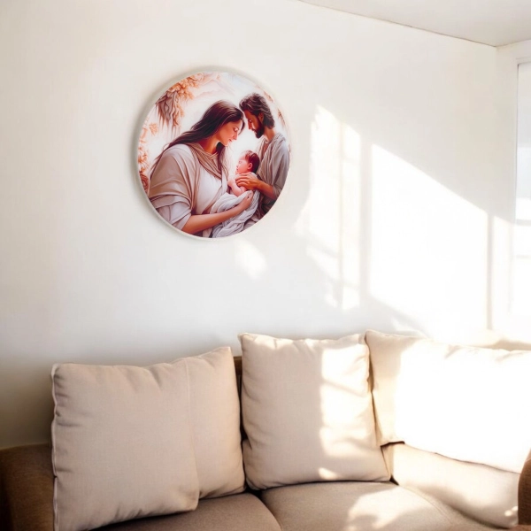 Cuadro moderno de cristal templado blanco D65 cm - Sagrada Familia