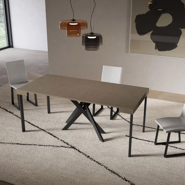 Consola extensible 90x40/196 cm Libo Small Gris Paloma estructura Antracita