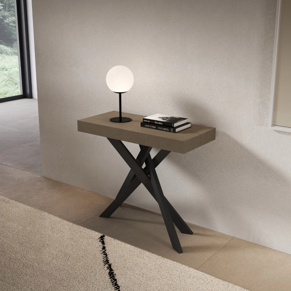 Consola extensible 90x40/196 cm Libo Small Gris Paloma estructura Antracita