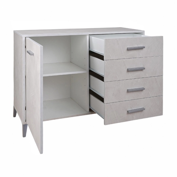 Aparador Drexa de Madera 110x45 cm Cemento Espatulado con 1 Puerta y 4 Cajones