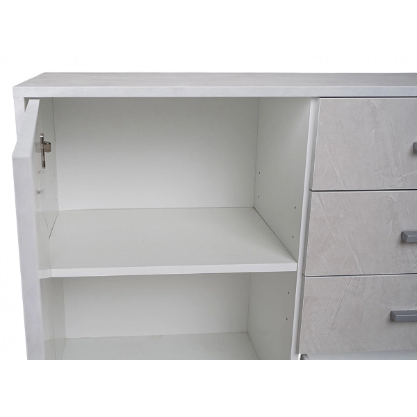 Aparador Drexa de Madera 110x45 cm Cemento Espatulado con 1 Puerta y 4 Cajones