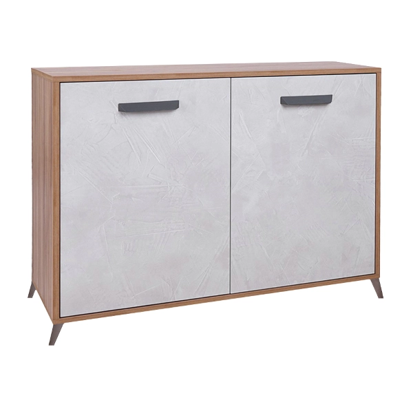 Aparador con 2 puertas y 4 cajones 158 cm en melamina Fresno Blanco - ARIEL