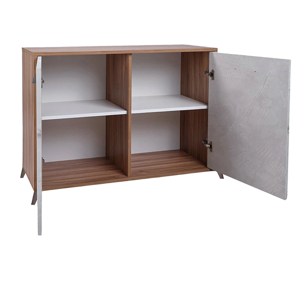 Aparador con 2 puertas y 4 cajones 158 cm en melamina Fresno Blanco - ARIEL
