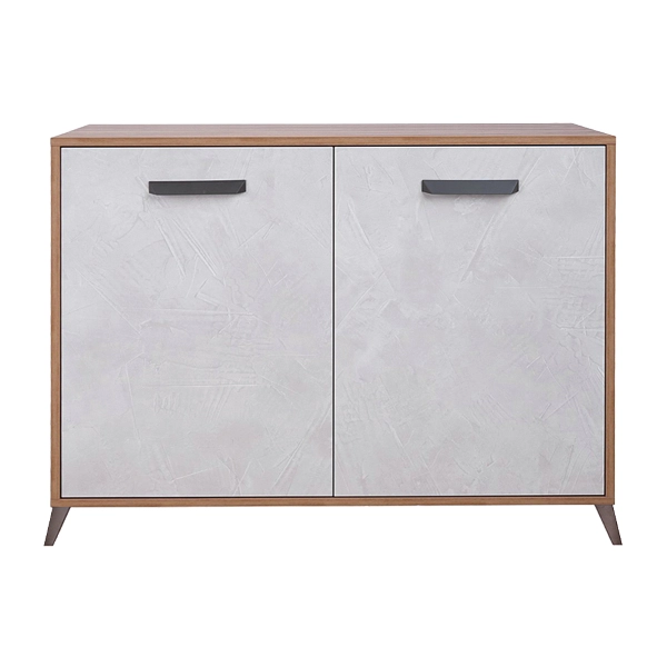 Aparador con 2 puertas y 4 cajones 158 cm en melamina Fresno Blanco - ARIEL