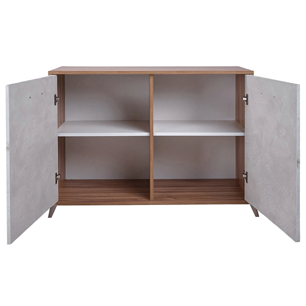 Aparador con 2 puertas y 4 cajones 158 cm en melamina Fresno Blanco - ARIEL