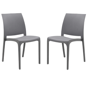 Stapelbarer Stuhl aus Polypropylen für drinnen und draußen Volga Grey Set 2 Stück