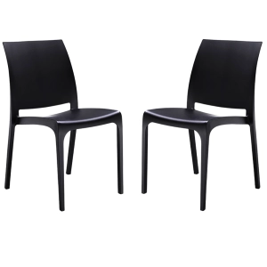 Stapelbarer Polypropylen-Stuhl für den Innen- und Außenbereich Volga Black Set 2-teilig