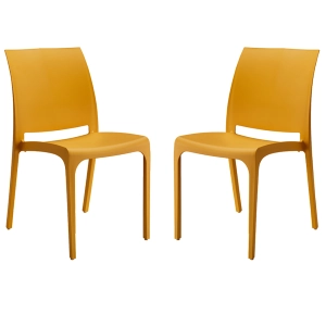 Stapelstuhl aus Polypropylen für drinnen und draußen Wolga senf Set 2 Stück