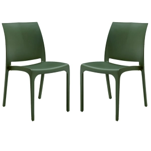 Stapelbarer Polypropylen-Stuhl für den Innen- und Außenbereich Wolga Green Set 2-teilig