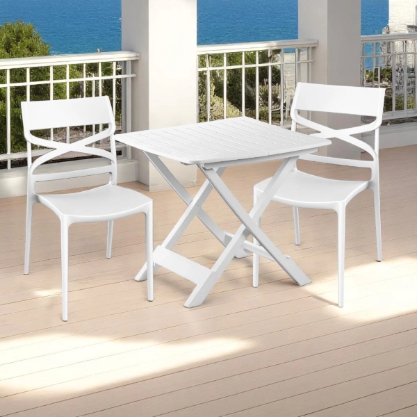 Tavolo richiudibile da esterno 70x79 cm bianco in polipropilene TALMI