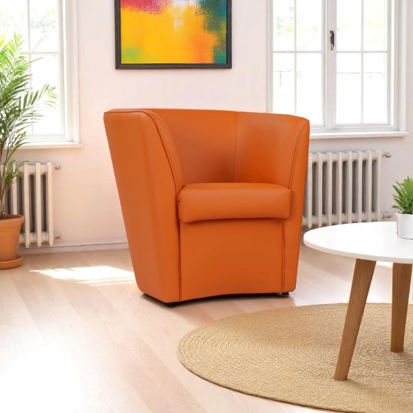 Sillón de ecopiel Valentina naranja para oficina en casa