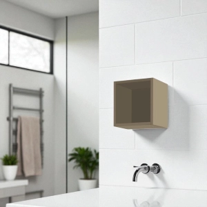 Hängendes Cubotto-Wandelement mit offenem Fach Matt Taupe 30x30 cm