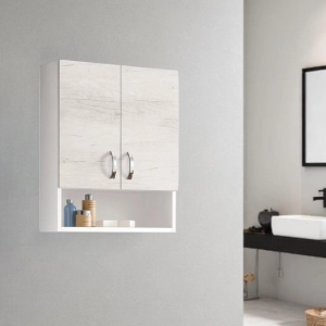 Hängeschrank mit offenem Fach und 2 Türen 59x71 Weißeiche