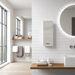 Einzelwandschrank mit 25x16xH71 cm Türöffnung nach links WEISSE EICHE