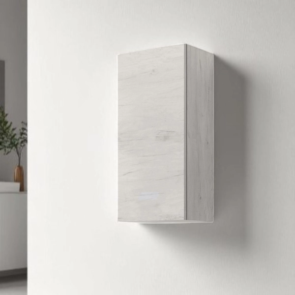 Hängeschrank 30x22 mit umkehrbarer Tür in Weißeiche