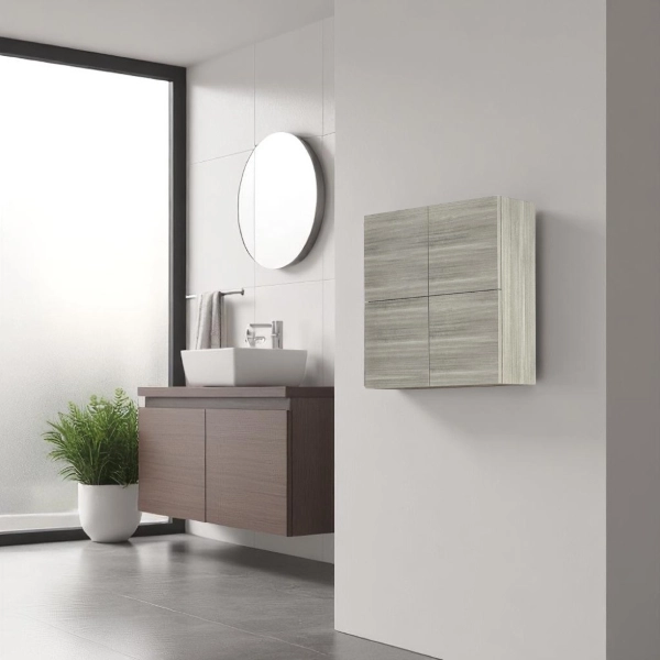 Meuble haut CUBOTTO 4 portes avec ouverture PUSH & PULL Eucalyptus clair