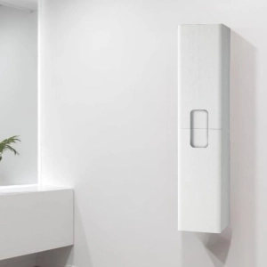 Wandhängende Badezimmersäule 160 cm ARCO zwei Türen reversible weiße Lärche