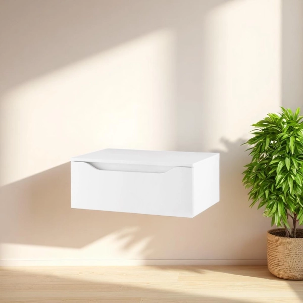Cajón de baño suspendido GIGLIO de 80 cm en melamina blanca brillo