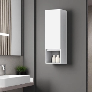 Hängende Halbsäule mit 1 linken Tür und niedrigem offenen H90-Fach in Mattweiß