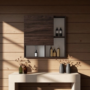 AURA Mehrzweck-Wandschrank mit Tür und offenen Fächern Olmo Caffè 70X70 cm