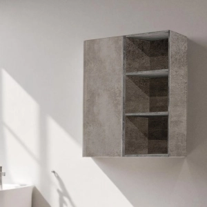 Mehrzweck-Wandschrank 60x71 mit Cemento-Tür und offenen Fächern