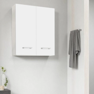 Weiße doppelte Hängewand mit verchromten Griffen 60x22xh71 cm